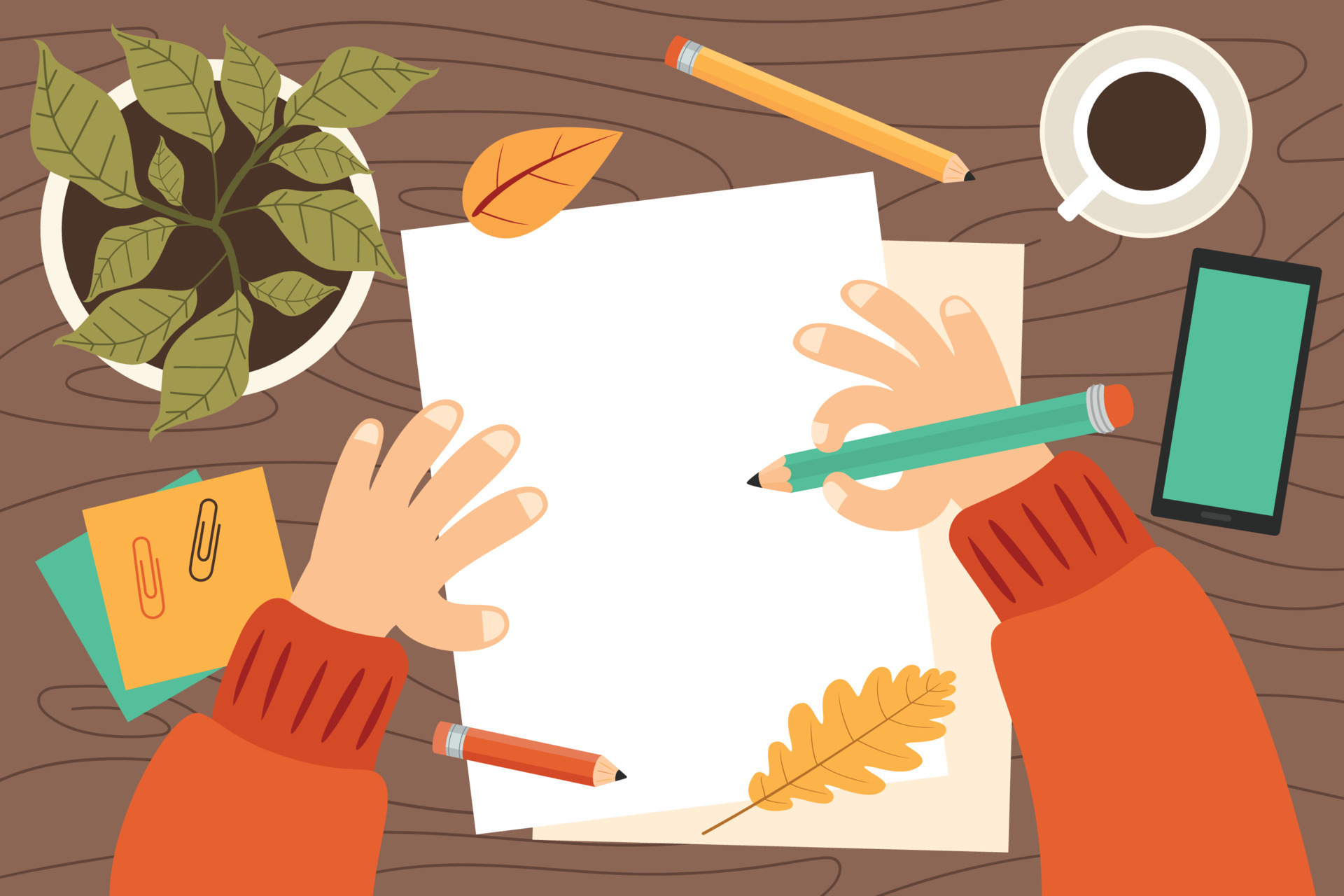 Top View Of Hand Writing On Paper 13536969 Vector Art at Vecteezy