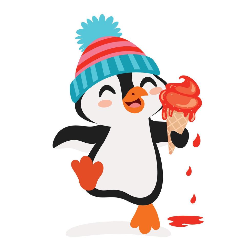 caricatura, dibujo, de, pingüino, carácter vector