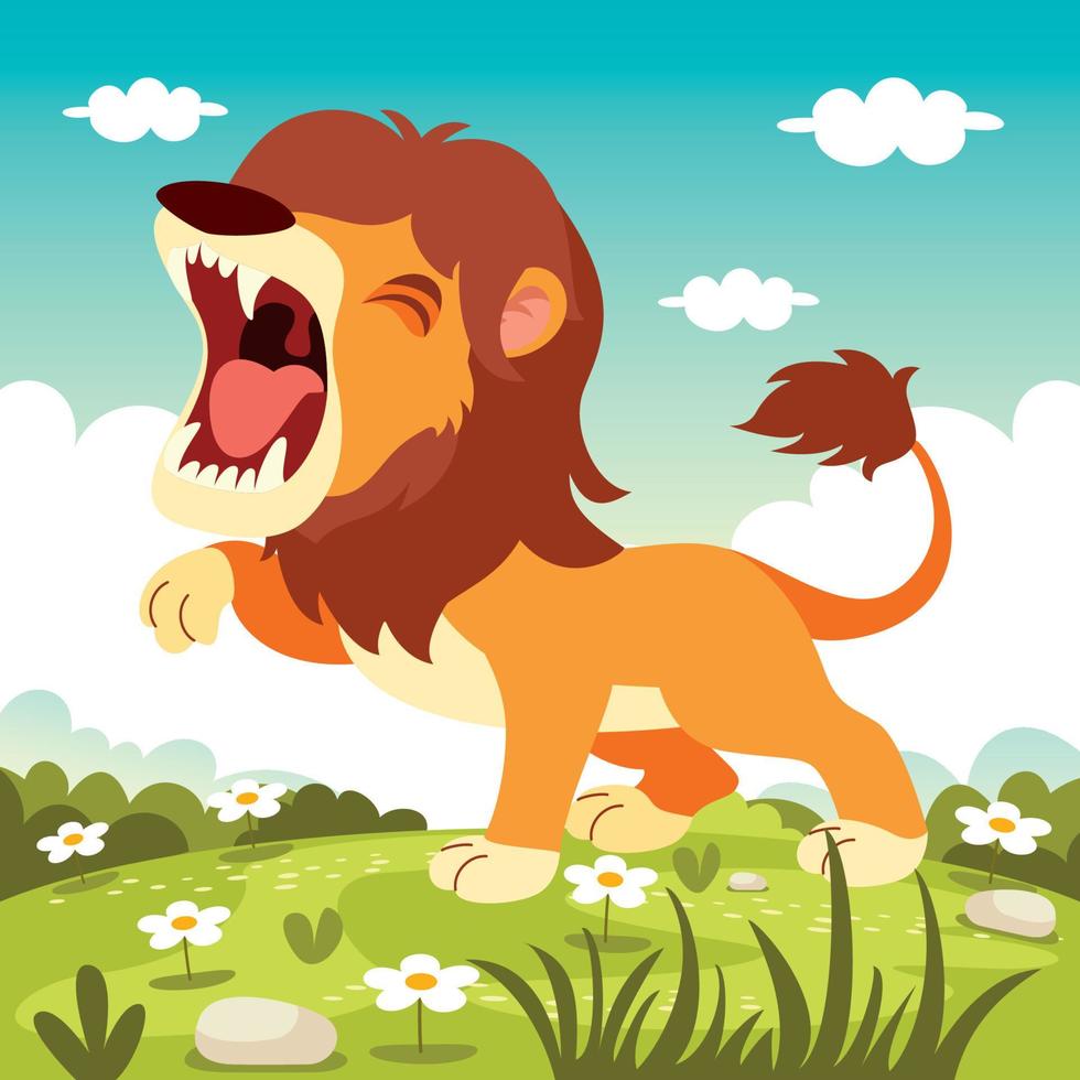 ilustración de dibujos animados de un león vector