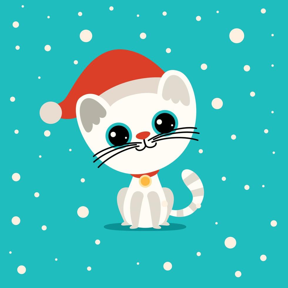 concepto de navidad con gato de dibujos animados vector