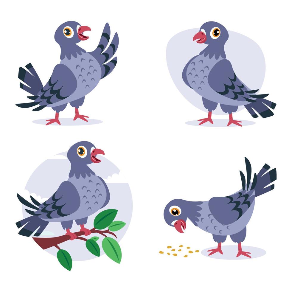 Cartoon Drawing Of Cute Pigeons vector