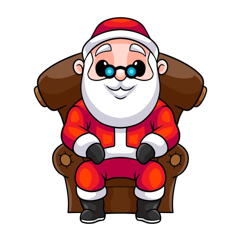 Cartoon cute santa claus sitting on the sofa vector