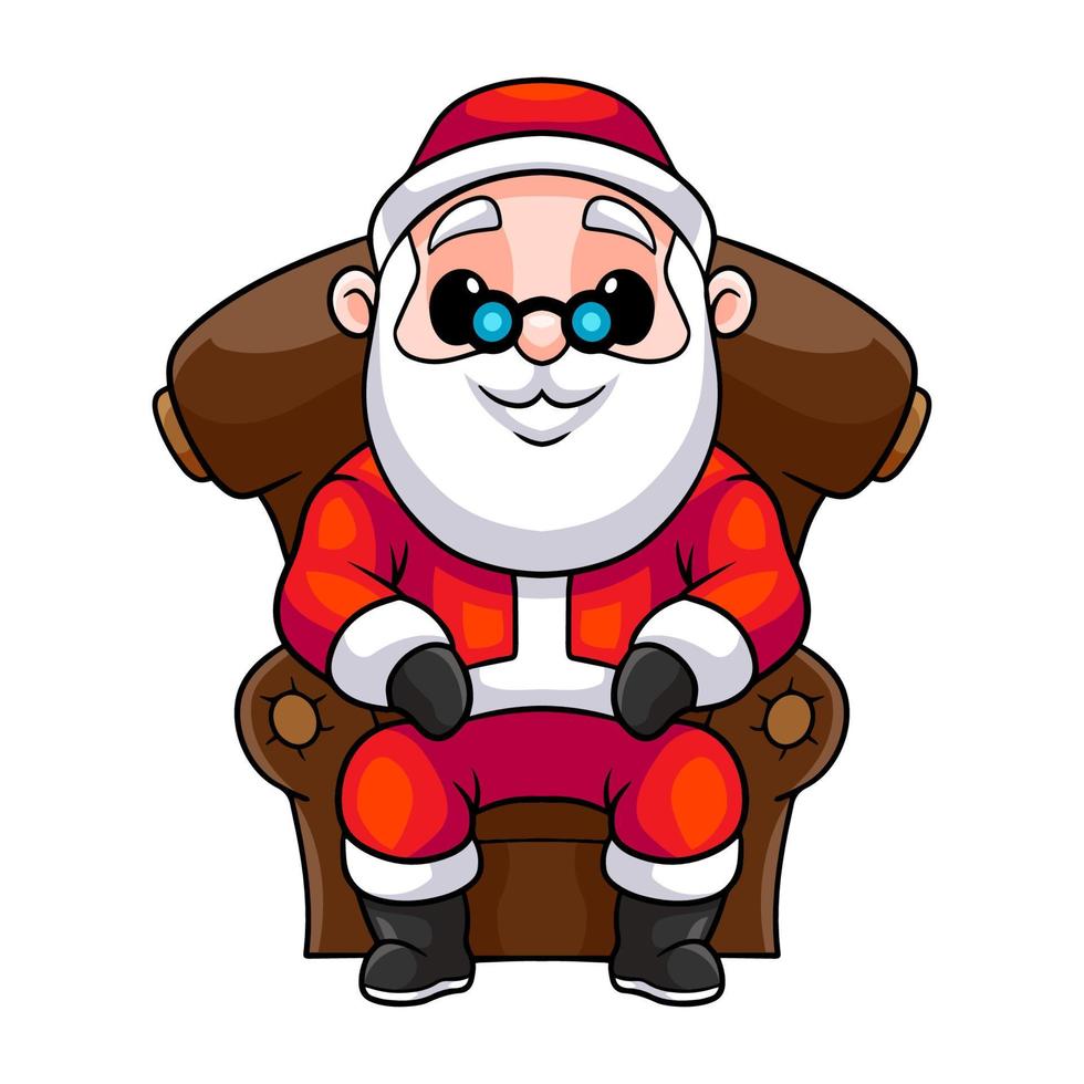 Cartoon cute santa claus sitting on the sofa vector