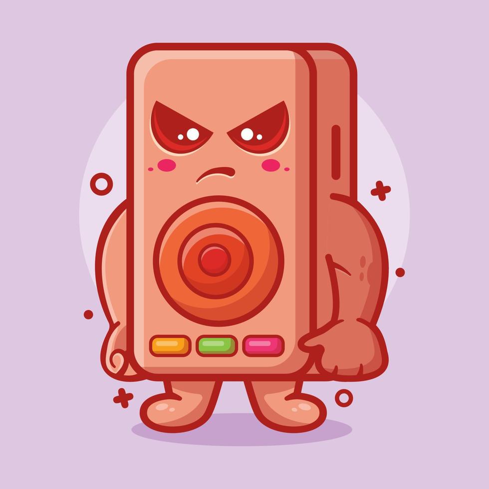 serious speaker audio character mascot with angry expression isolated cartoon in flat style design vector