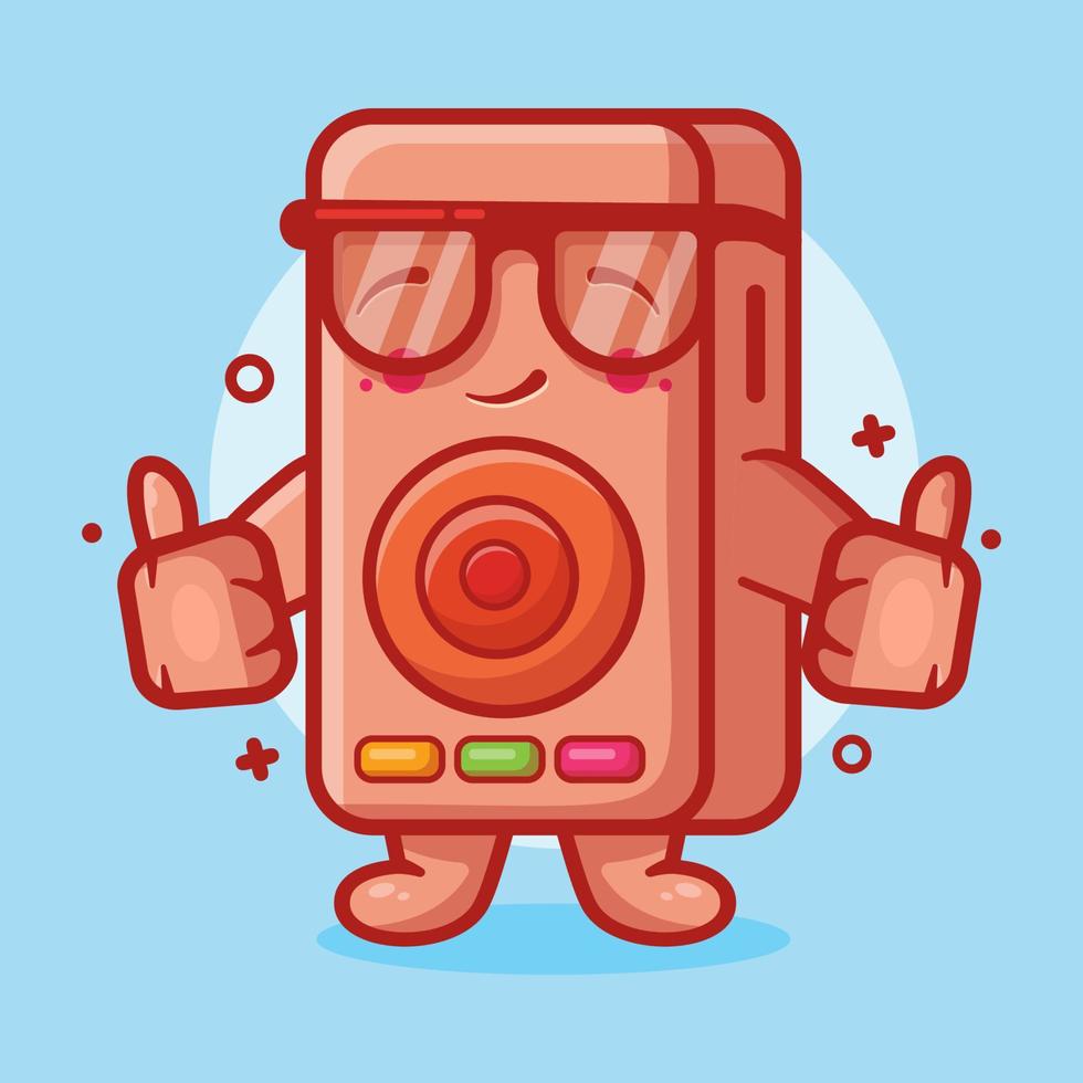 smart speaker audio character mascot with thumb up hand gesture isolated cartoon in flat style design vector