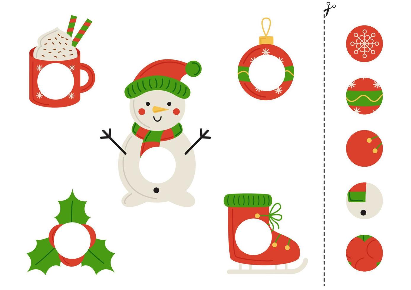 Cut and glue parts of cute Christmas elements. 13538407 Vector Art at