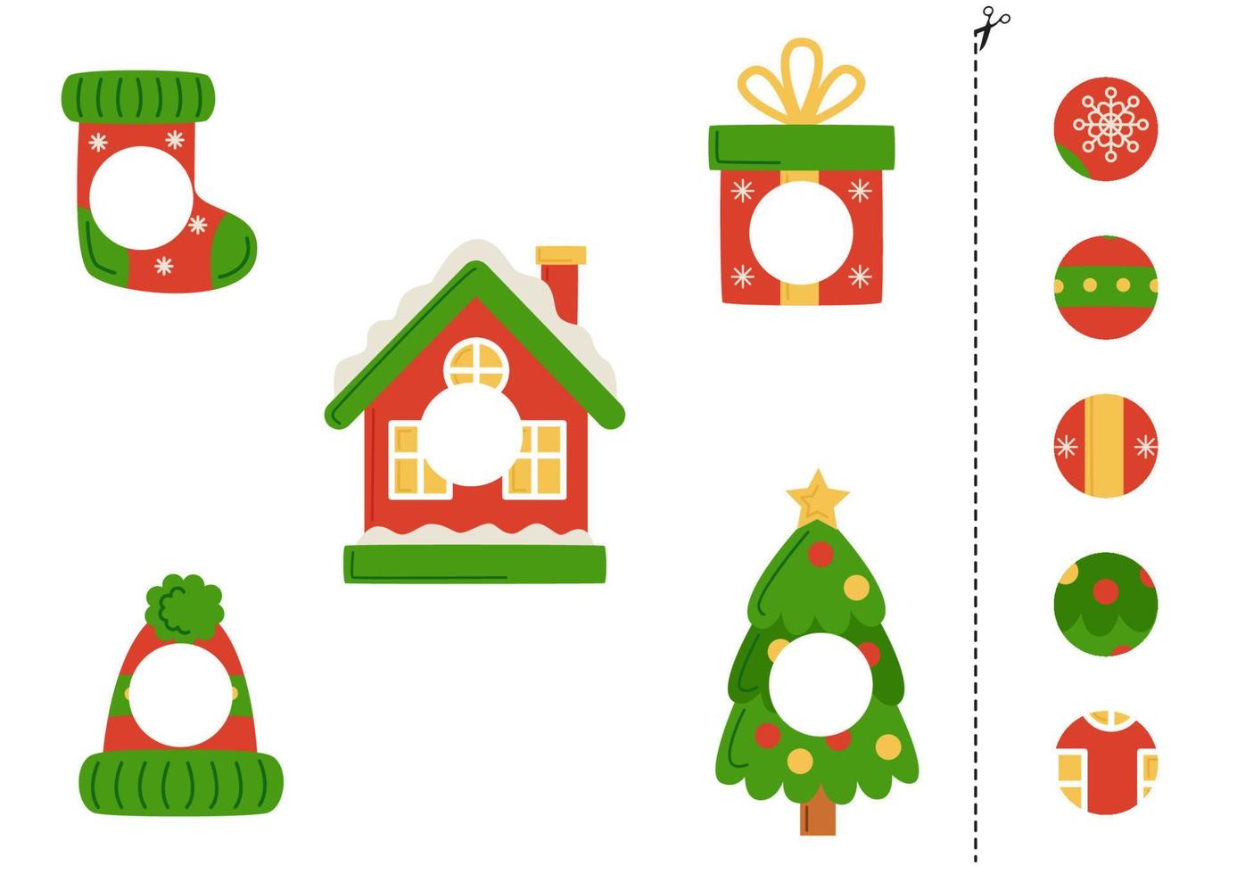 Cut and glue parts of cute Christmas elements. vector