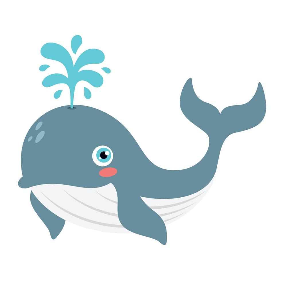 caricatura, dibujo, de, un, ballena vector