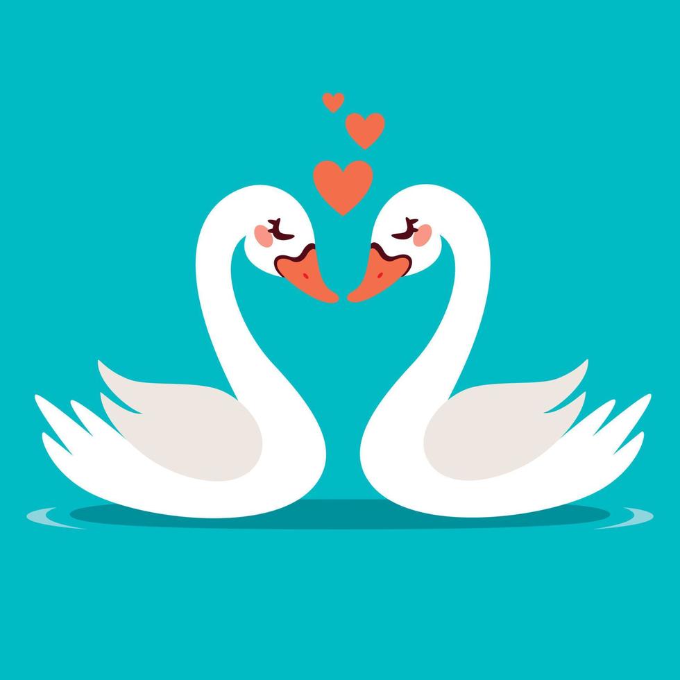 Cartoon Illustration Of  Cute Swans vector