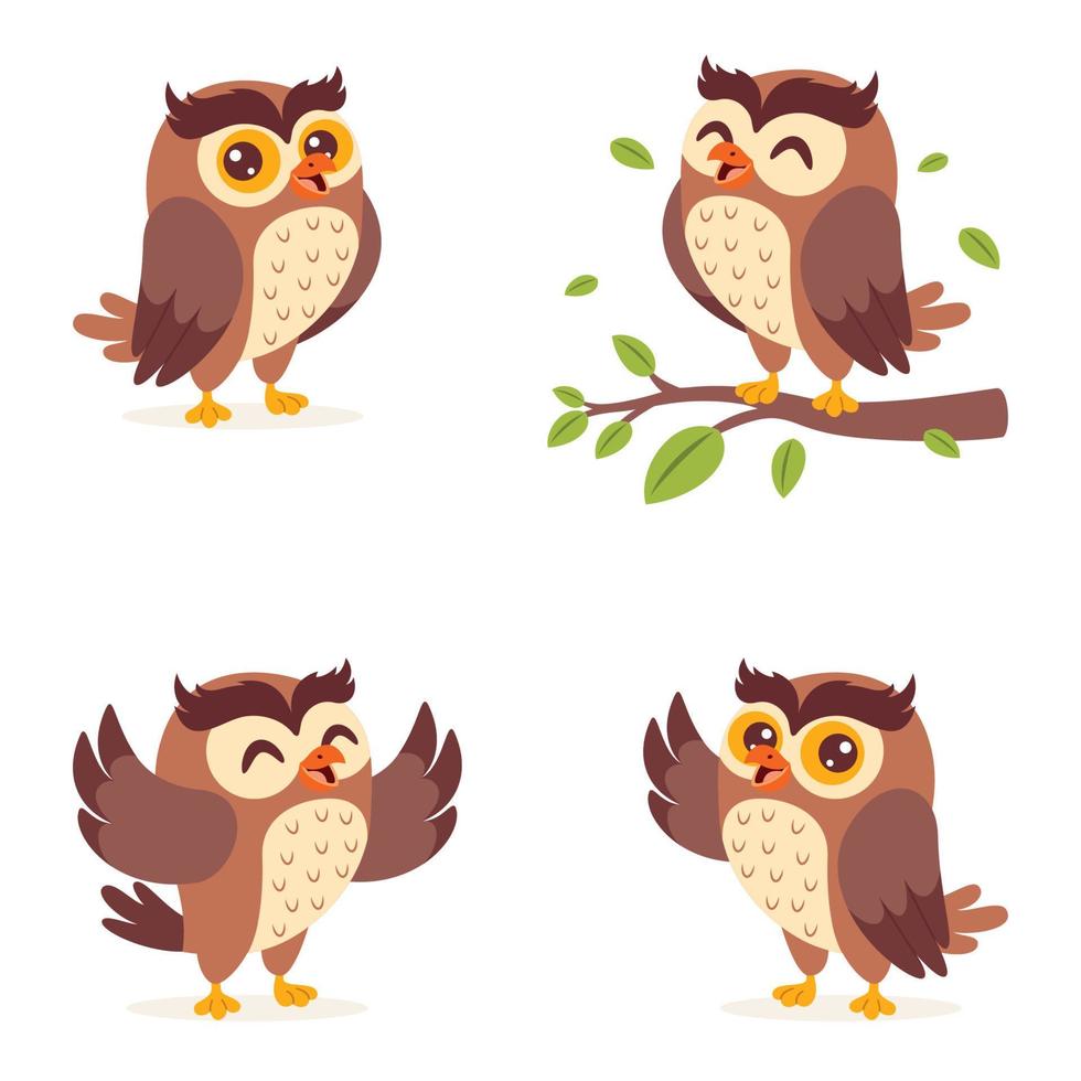 Cartoon Drawing Of Cute Owls vector