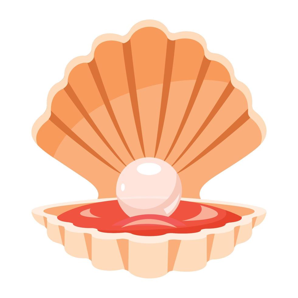 Flat Drawing Of A Clam vector