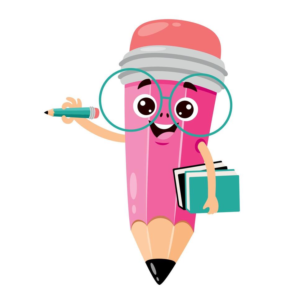 Cartoon Drawing Of A Pencil Character vector