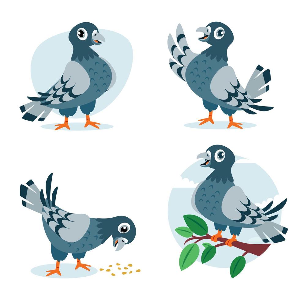 dibujo de dibujos animados de palomas lindas vector