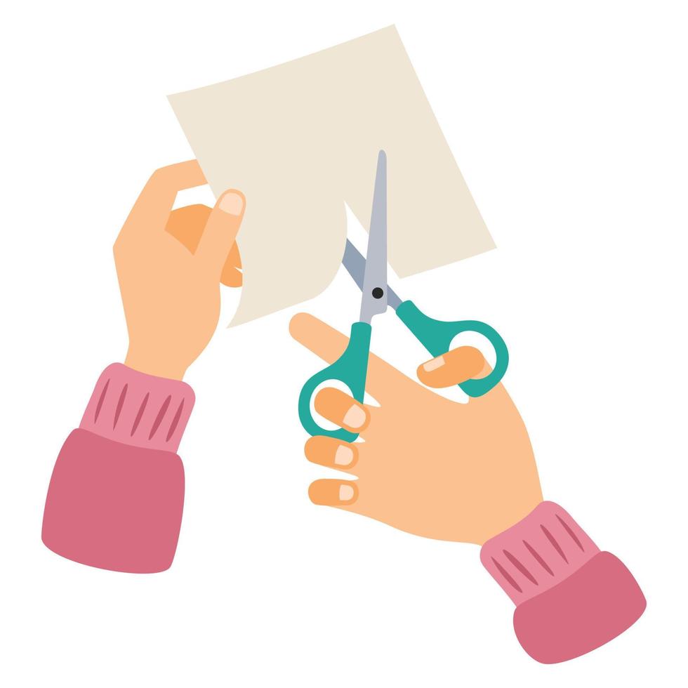 Drawing Of Cutting Paper With Scissors vector