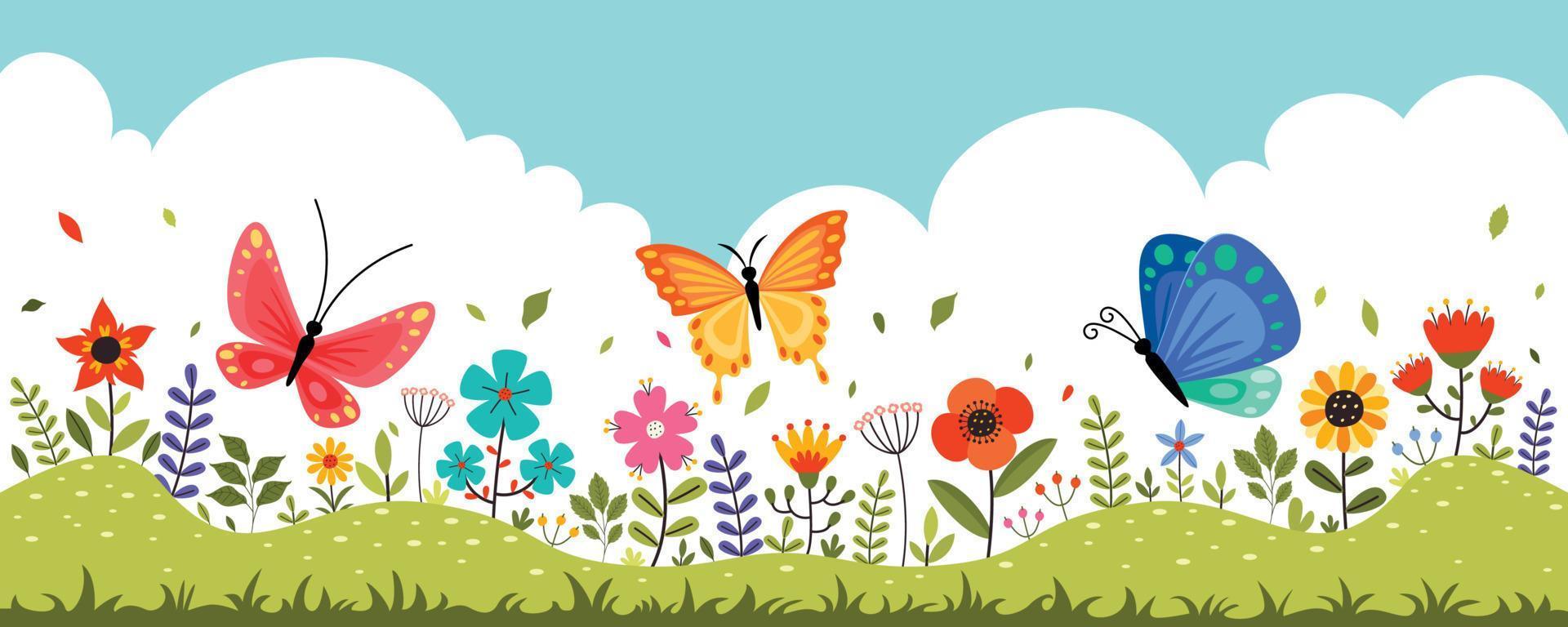 Flat Drawing Of Colorful Butterflies vector