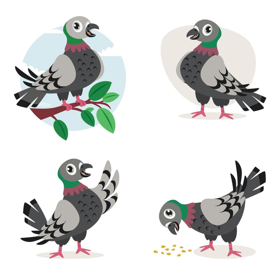 Cartoon Drawing Of Cute Pigeons vector