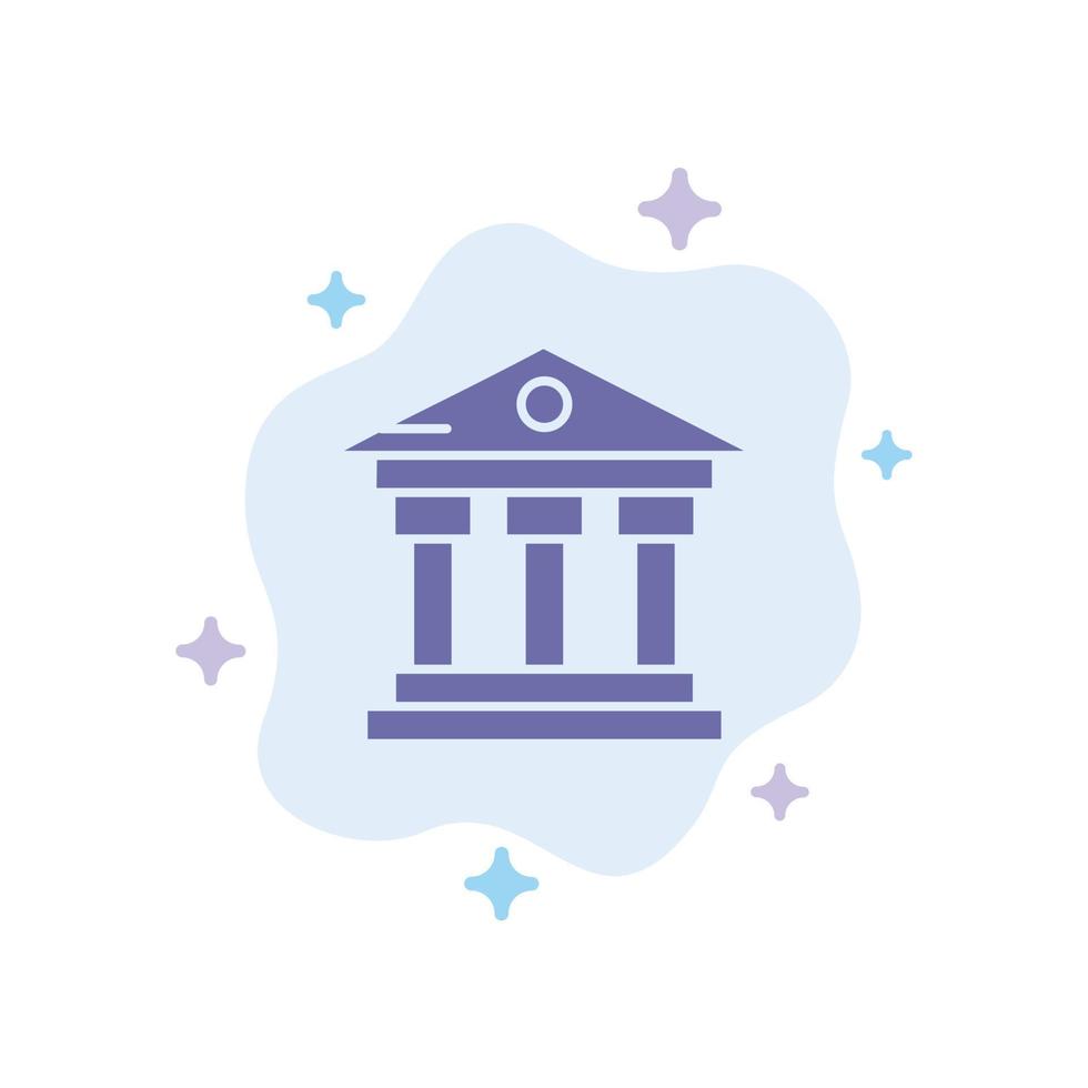 icono azul del servicio de dinero del edificio del banco en el fondo abstracto de la nube vector
