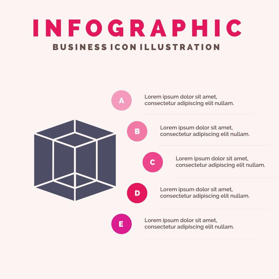 Design Graphic Tool Solid Icon Infographics 5 Steps Presentation Background vector