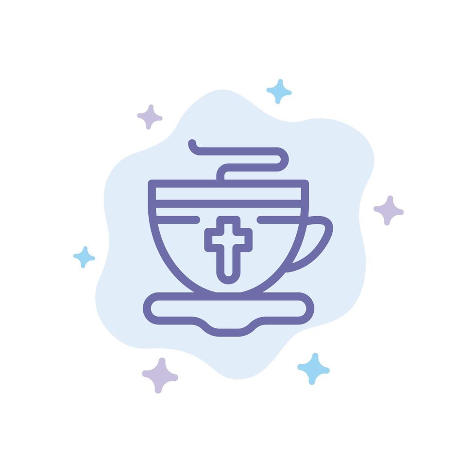 Tea Cup Easter Hot Blue Icon on Abstract Cloud Background vector