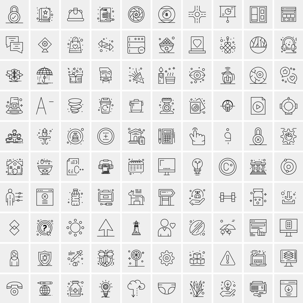 Pack of 100 Universal Line Icons for Mobile and Web vector