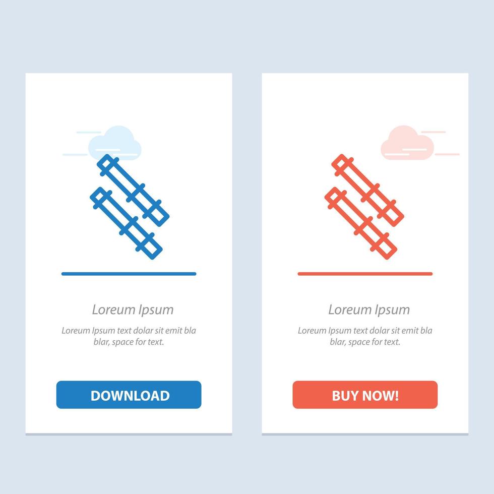 Bamboo Stick  Blue and Red Download and Buy Now web Widget Card Template vector