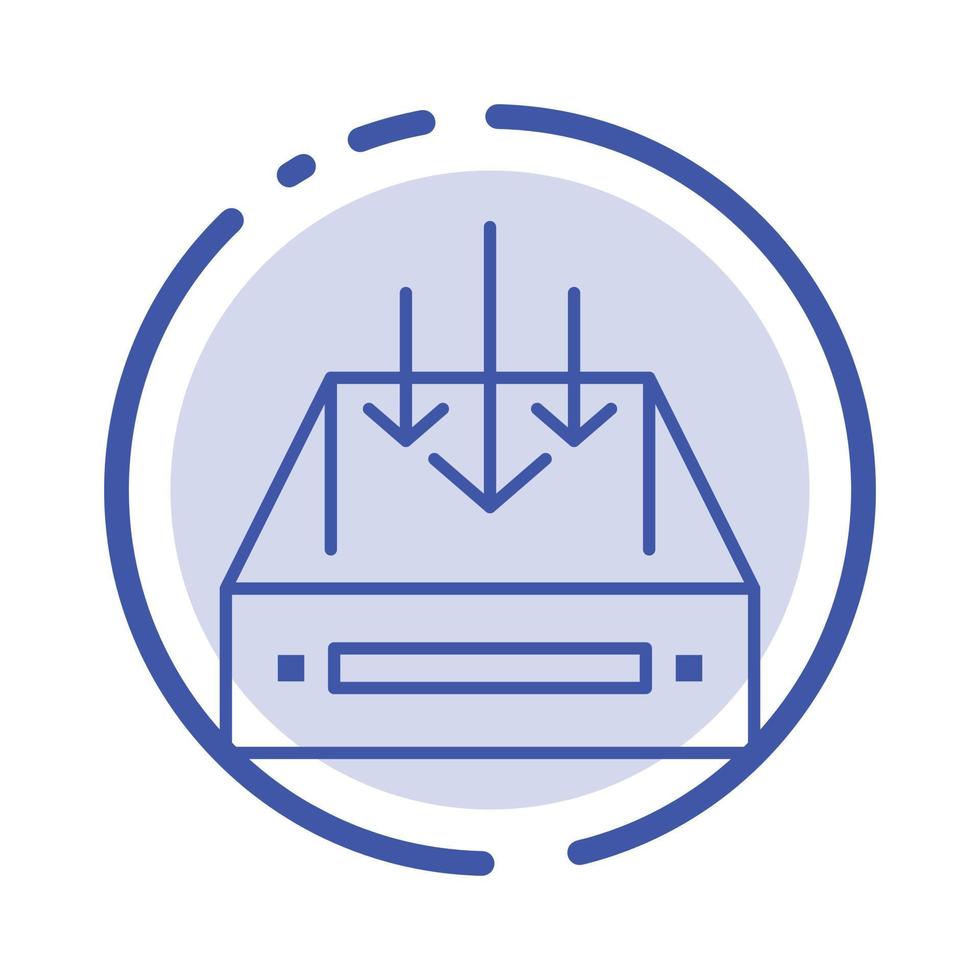 Inbox Mail Box Container Delivery Parcel Blue Dotted Line Line Icon vector