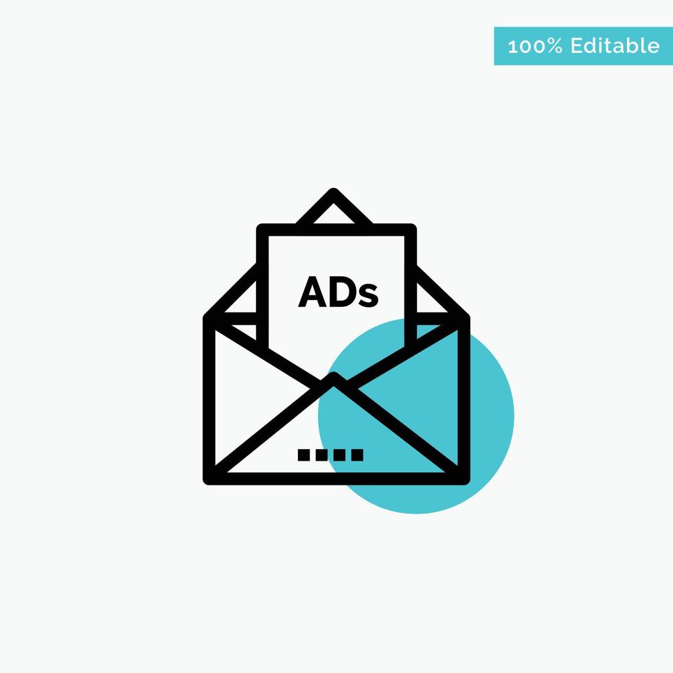 anuncio publicidad correo electrónico carta correo turquesa resaltar círculo punto vector icono
