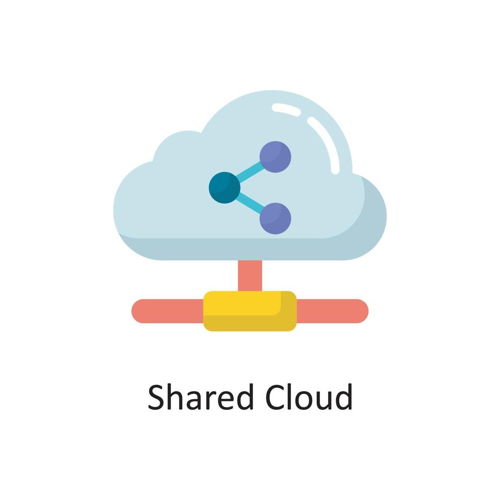Shared Cloud Vector  Flat Icon Design illustration. Cloud Computing Symbol on White background EPS 10 File