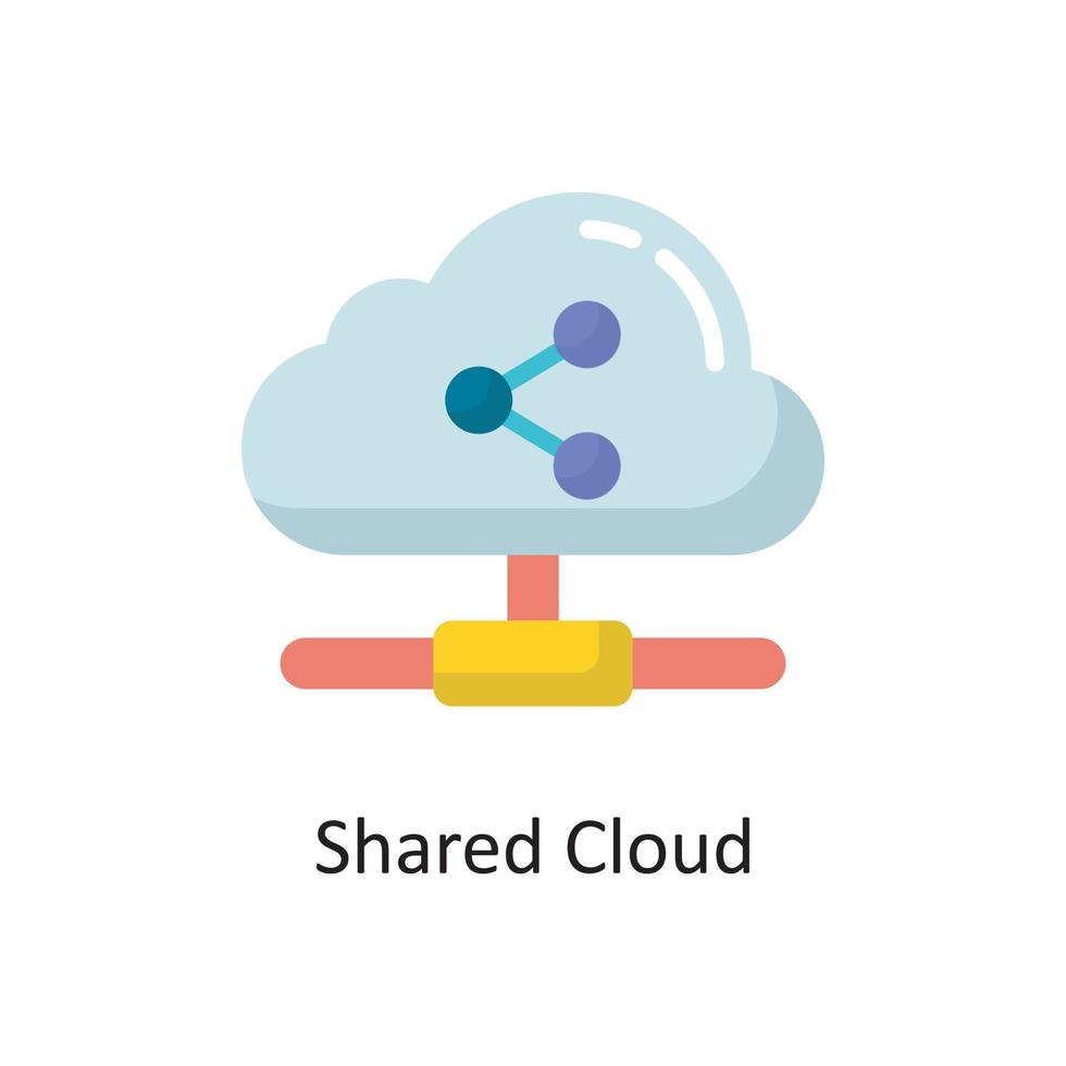 ilustración de diseño de icono plano de vector de nube compartida. símbolo de computación en la nube en el archivo eps 10 de fondo blanco