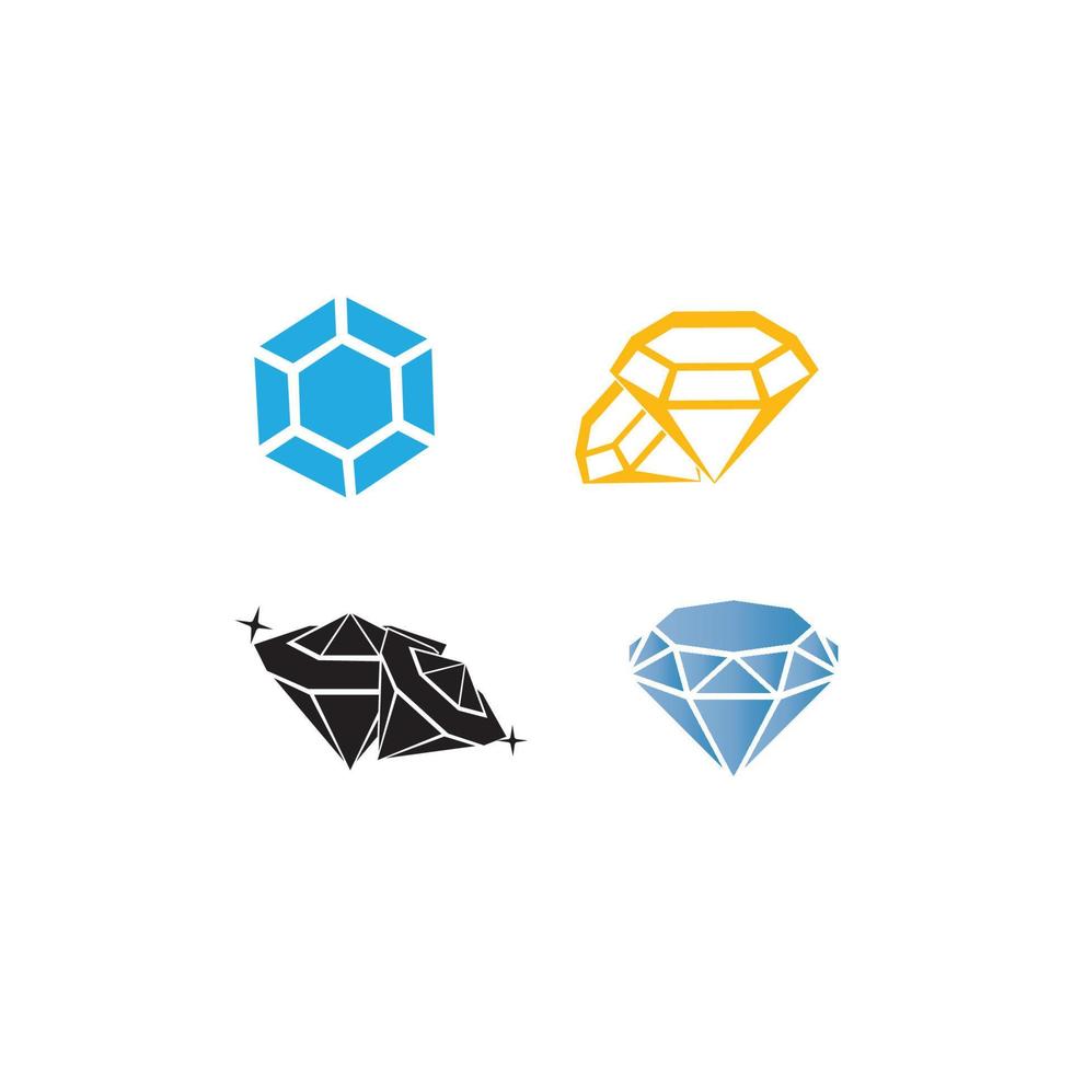 un conjunto de diamantes en un estilo plano. iconos abstractos de la colección de diamantes negros. signo de contorno lineal. logotipo de icono vectorial vector