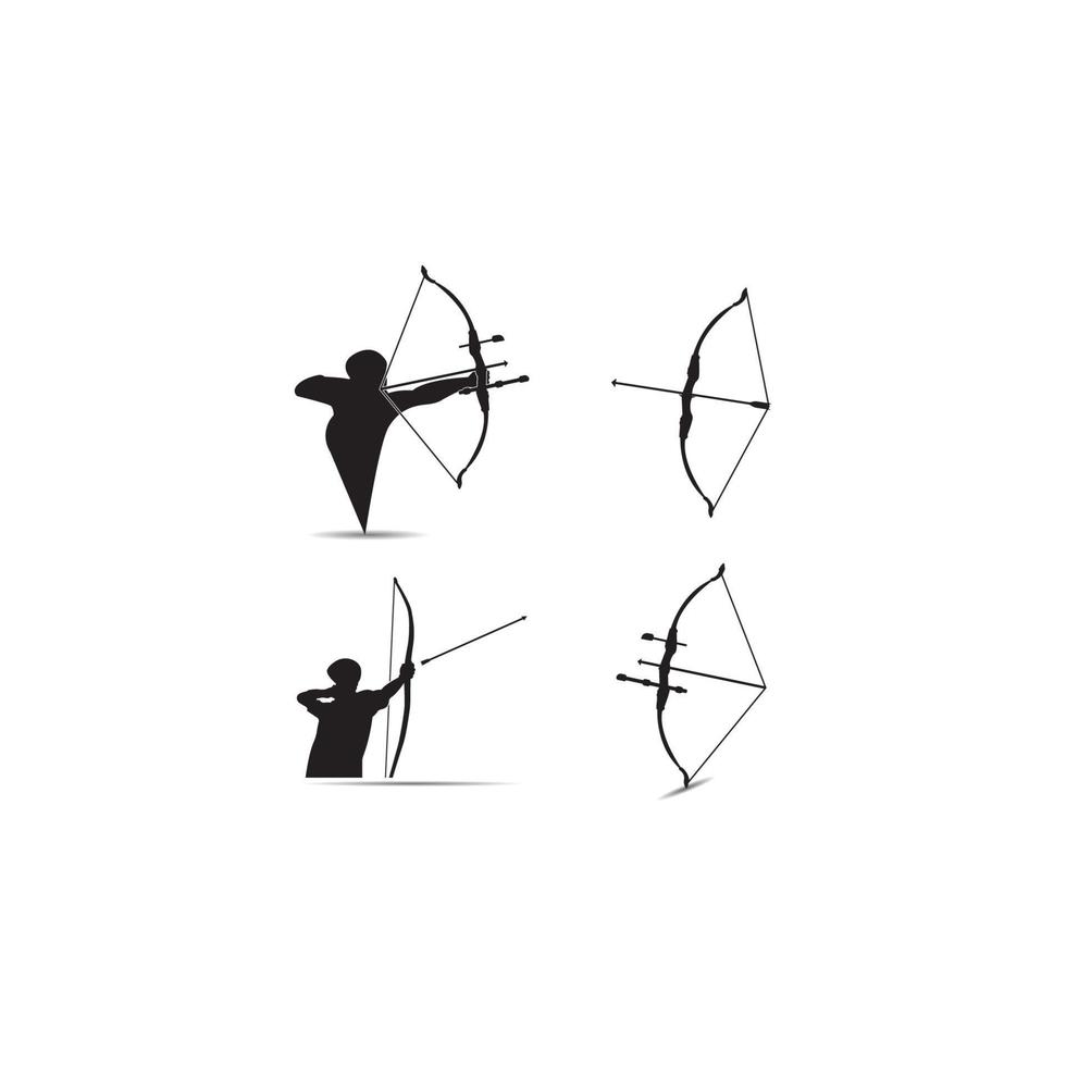 Diseño de ilustración de vector de icono de logotipo de tiro con arco
