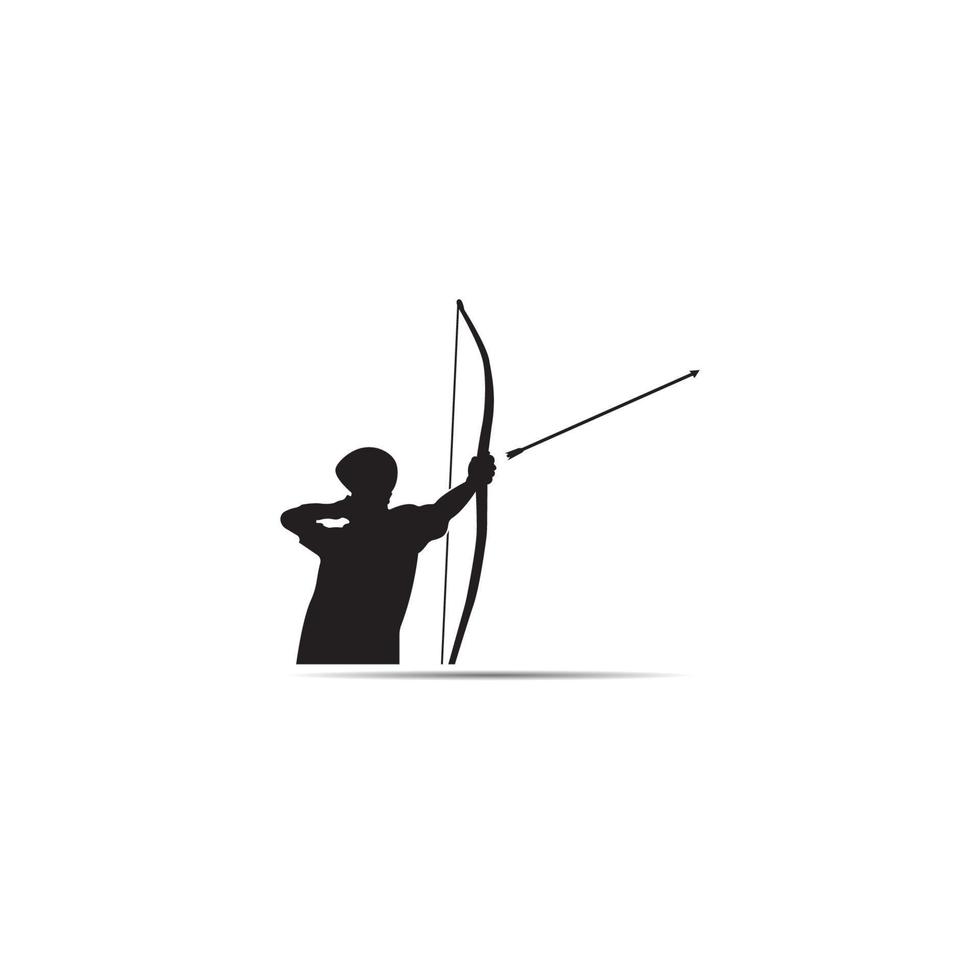 Diseño de ilustración de vector de icono de logotipo de tiro con arco
