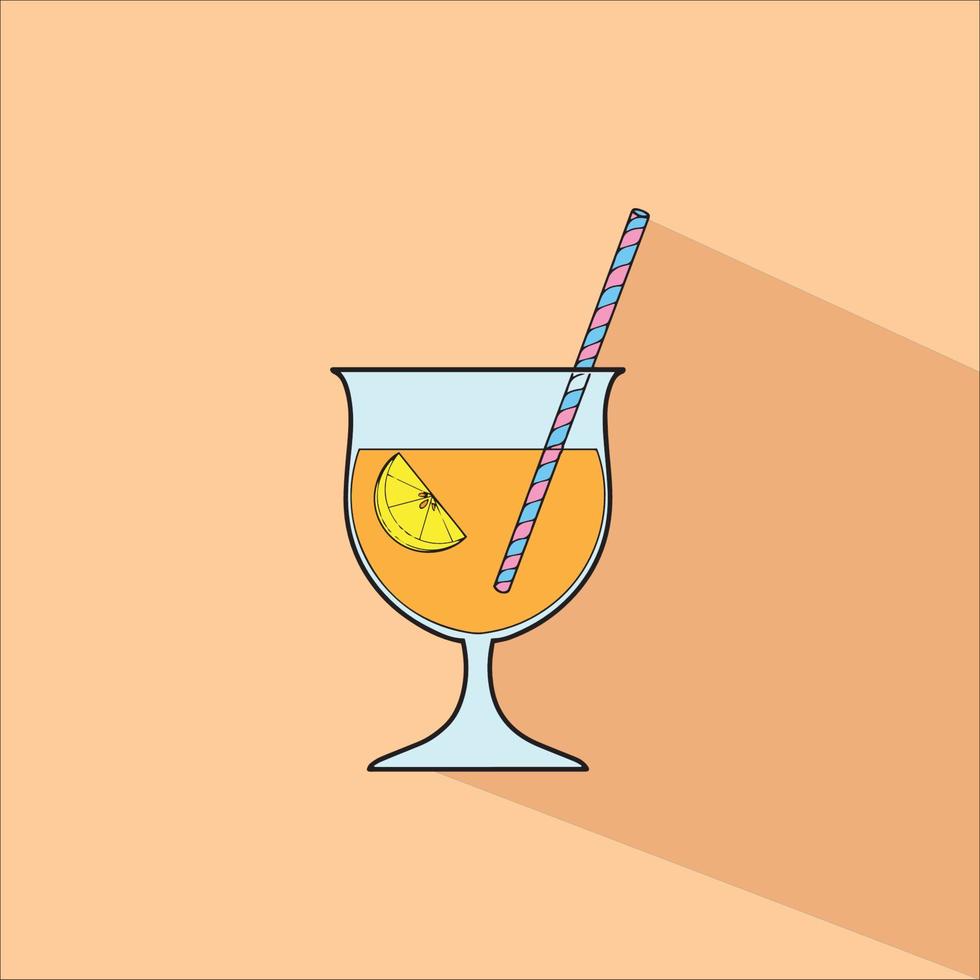 Icon Orange Juice Ice Cube with Shadow Vector