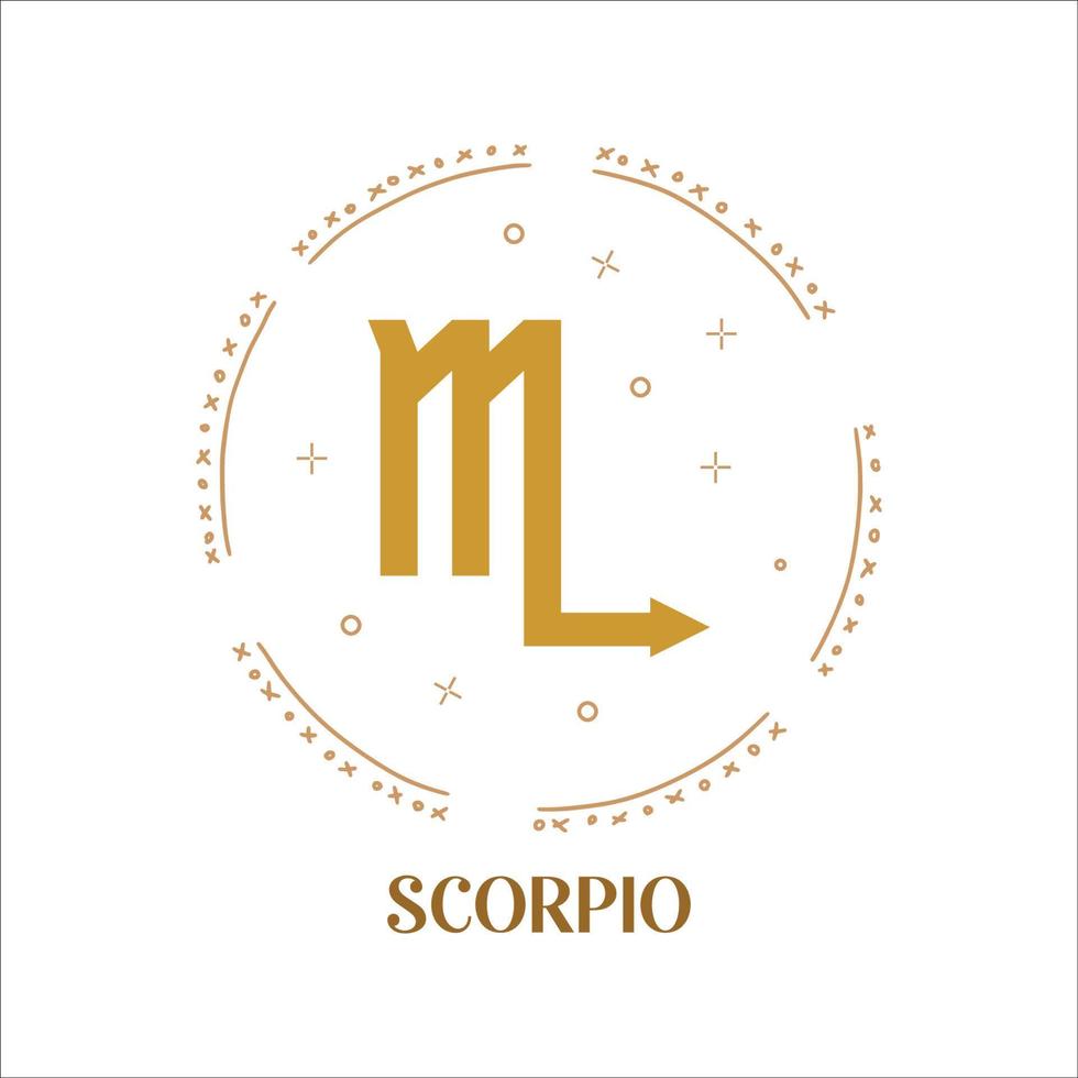 ilustraciones del icono del zodiaco escorpio en un vector de fondo blanco