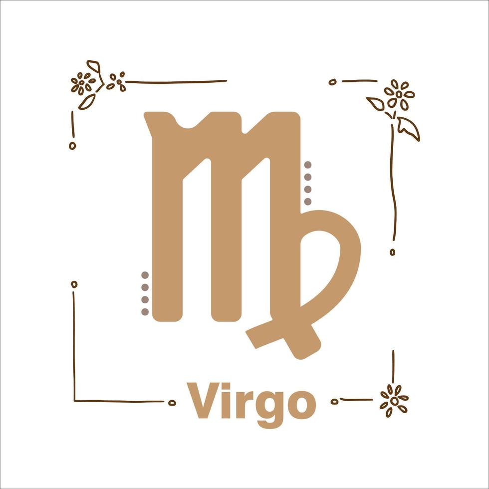 decoración de virgo símbolo zodiaco icono lindo marco vector