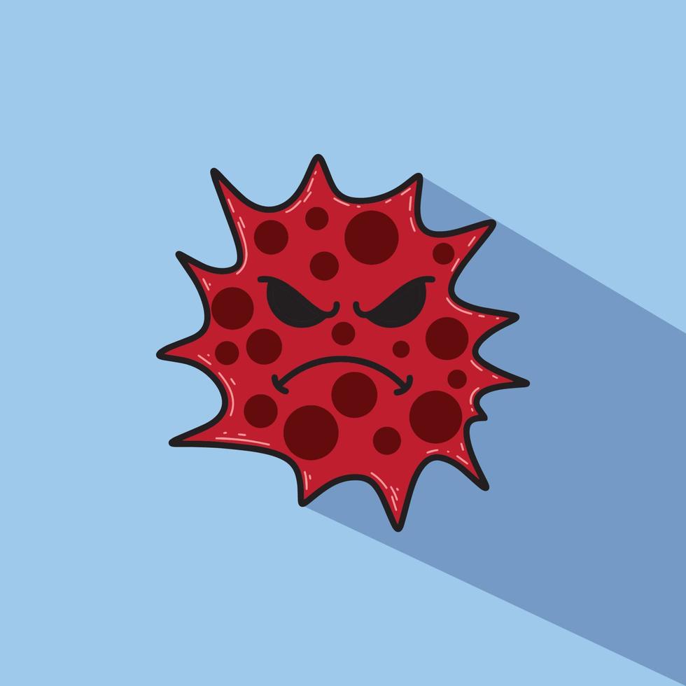 icono rojo bacterias enojado azul fondo vector