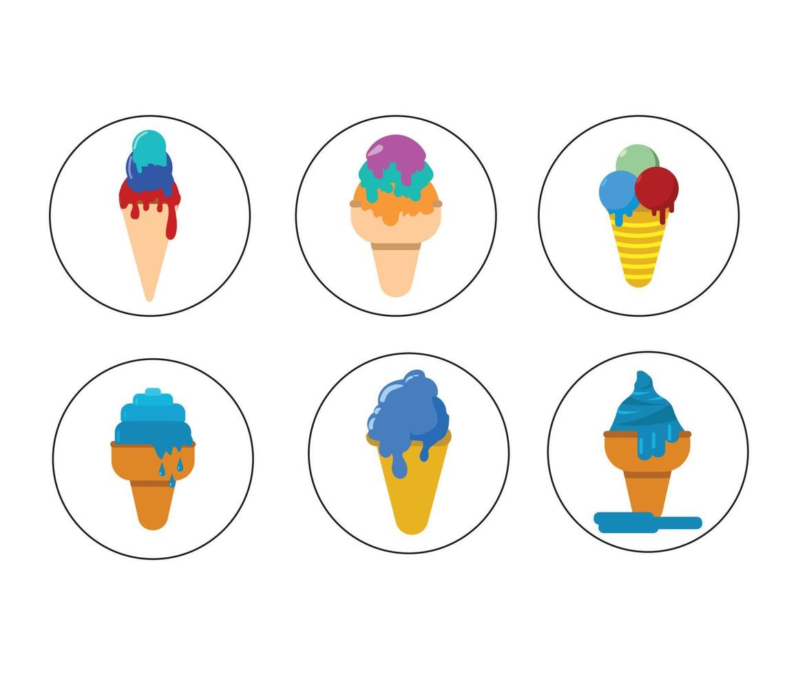 Icon Set of Ice Cream Cone Vector