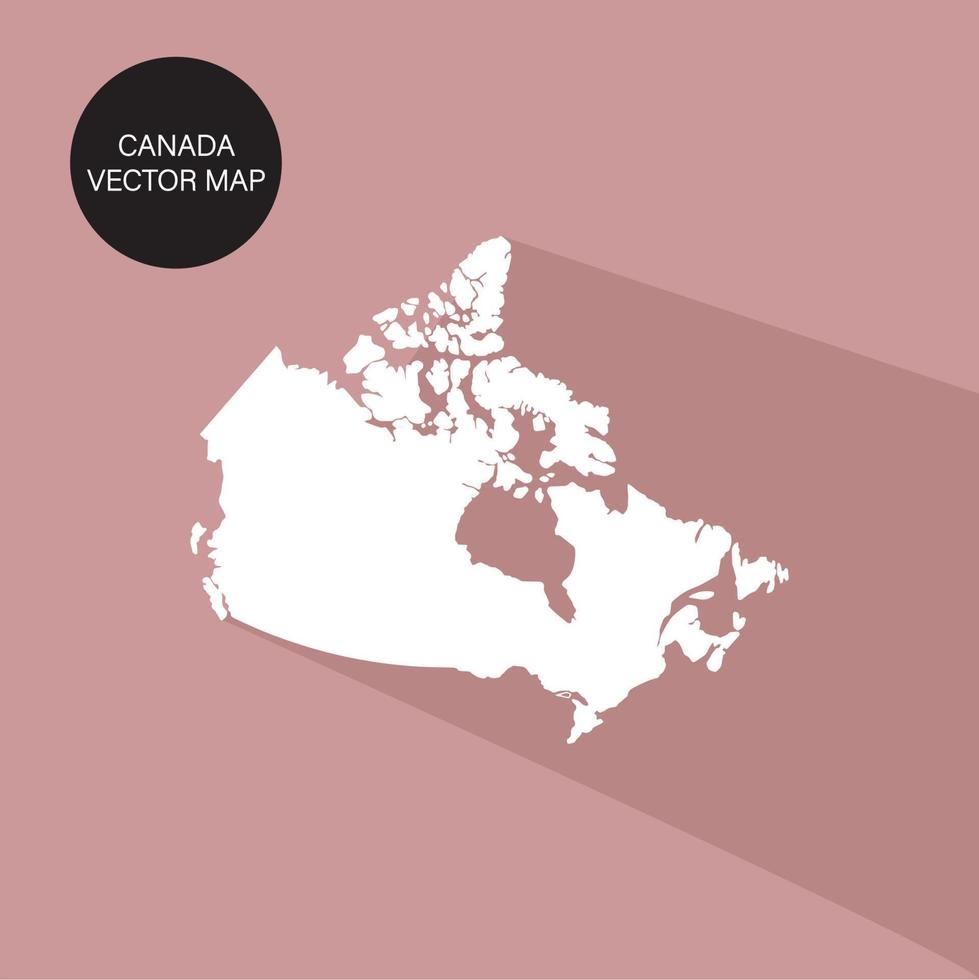 icono blanco mapa canadá con vector de sombra