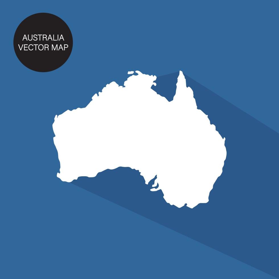 icono australia mapa blanco en un vector de fondo azul