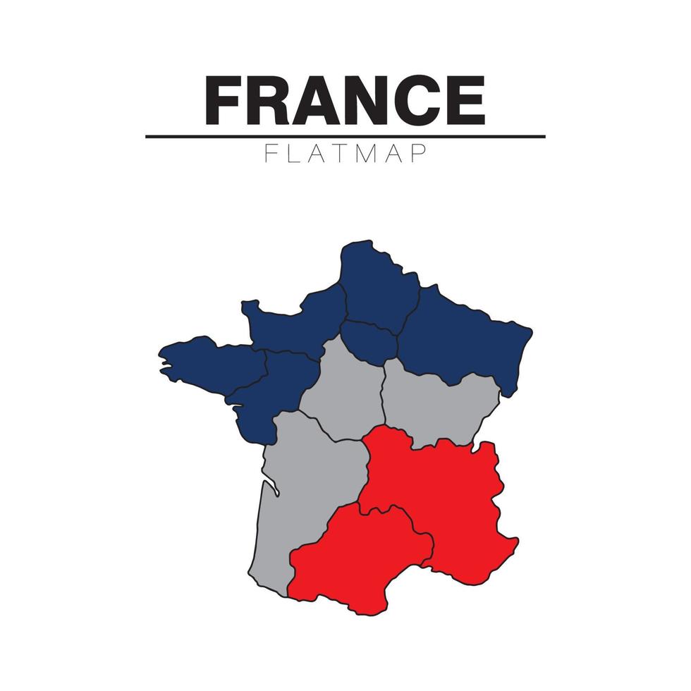Vector of France Flat Map Colored Vector