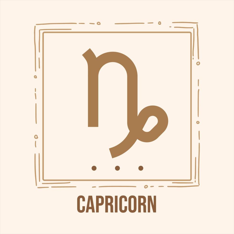 Illustrations of Symbol Capricorn with Cute Frame Vector