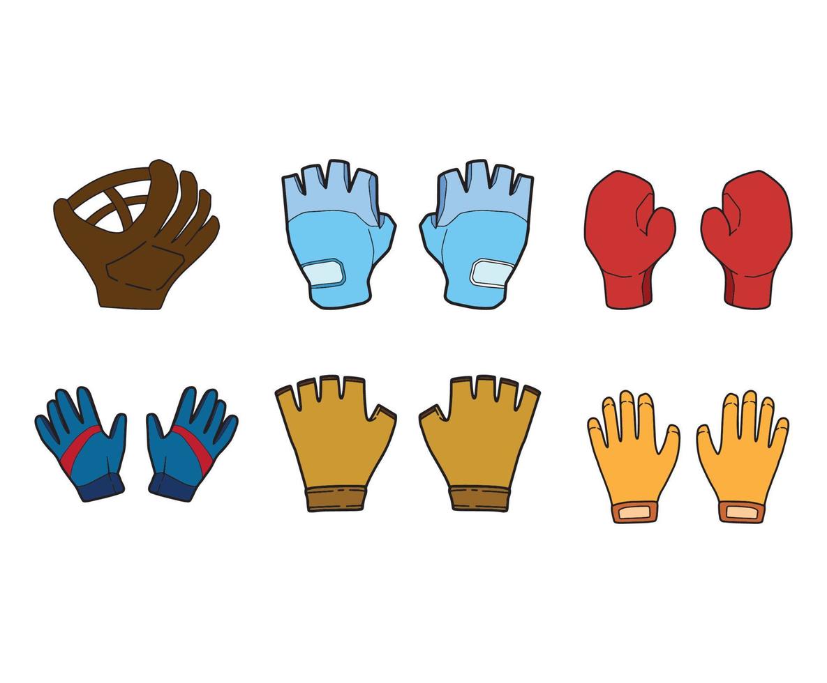 Collection of Gloves Sport Colorful Vector