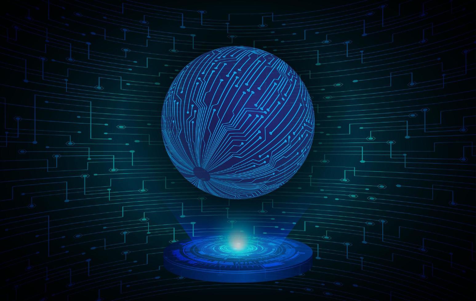 Modern Holographic Globe on Technology Background vector