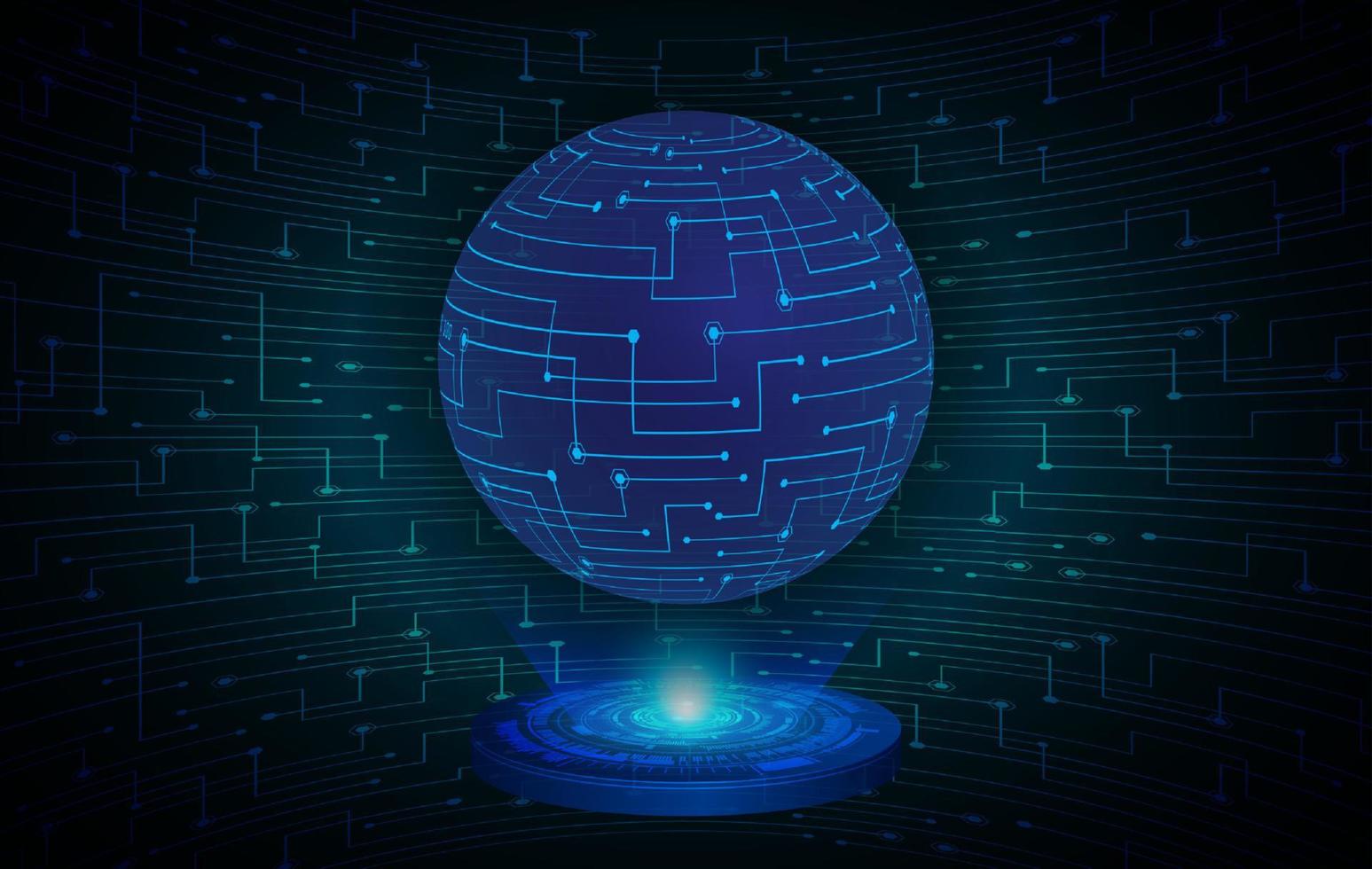 Modern Holographic Globe on Technology Background vector