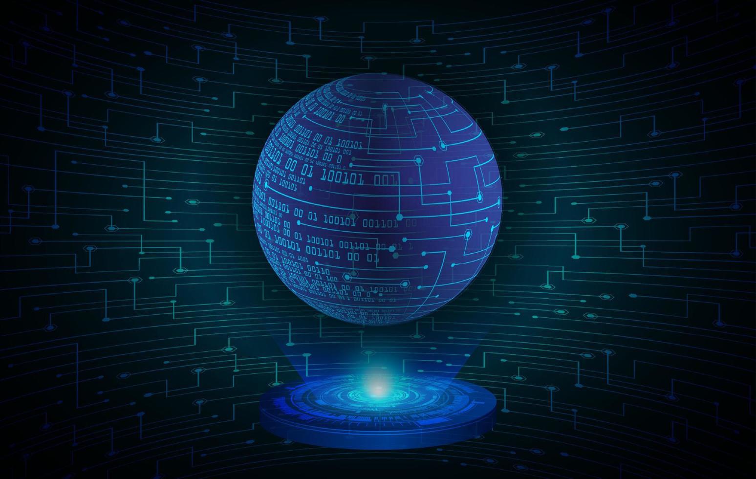 Modern Globe Holographic Projector on Technology Background vector