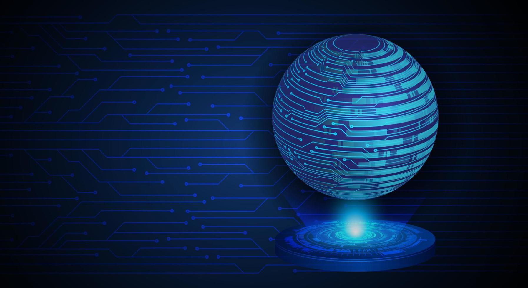 proyector holográfico de mapa del mundo moderno sobre fondo de tecnología vector