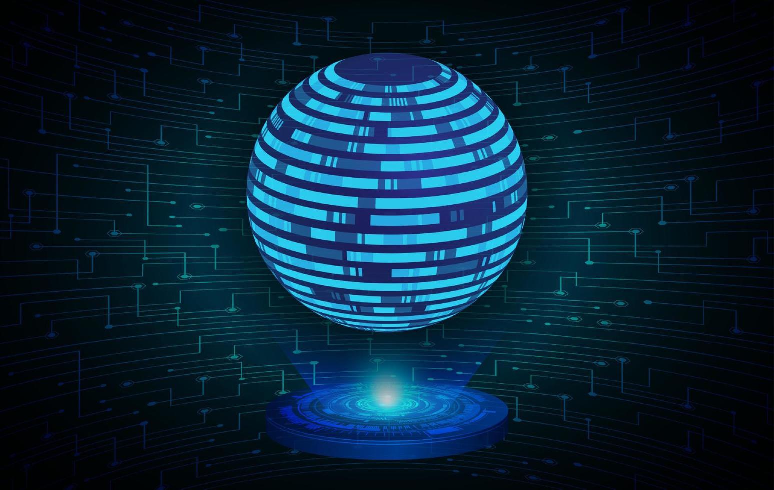 Modern Holographic Globe on Technology Background vector