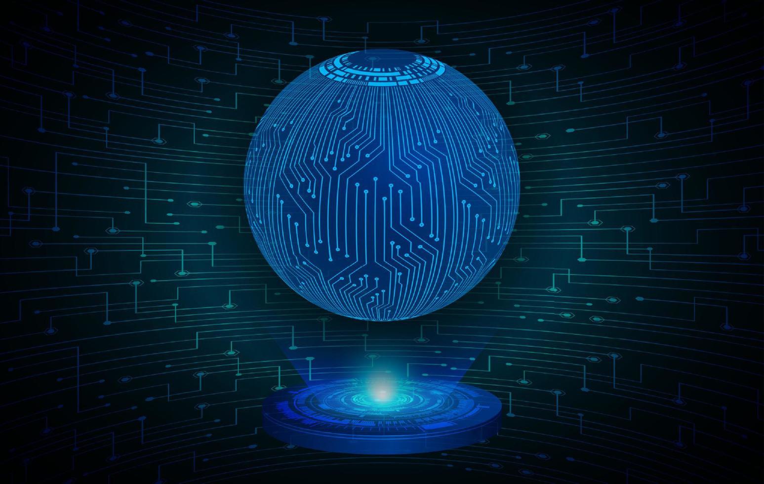 Modern Holographic Globe on Technology Background vector