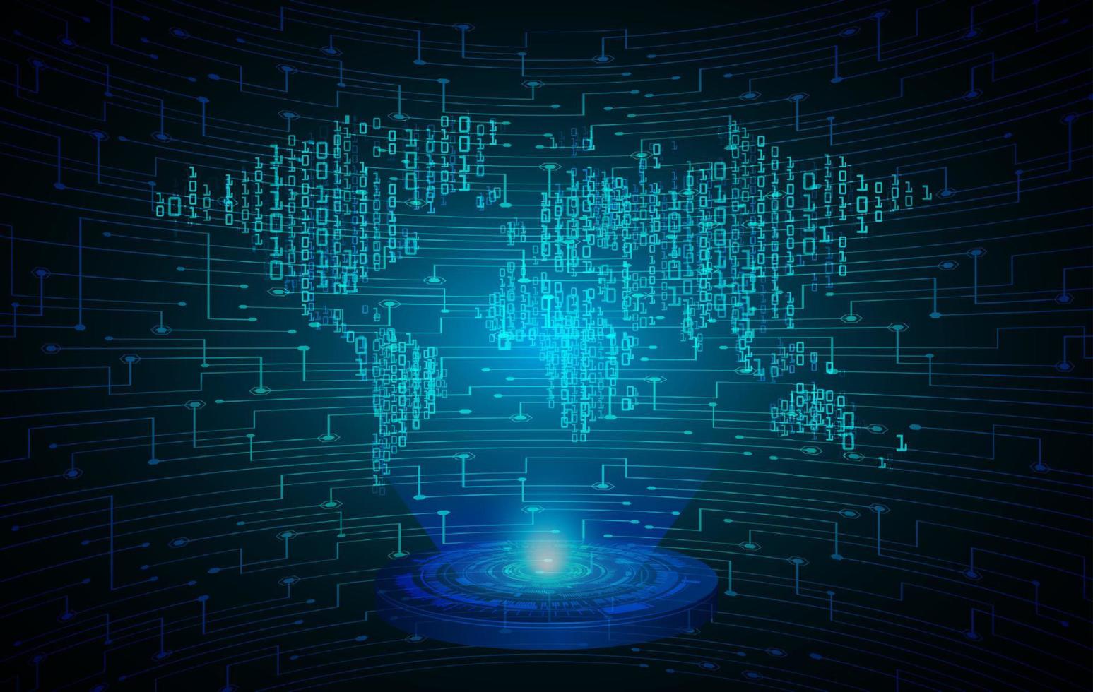 Modern World Map Holographic Projector on Technology Background vector
