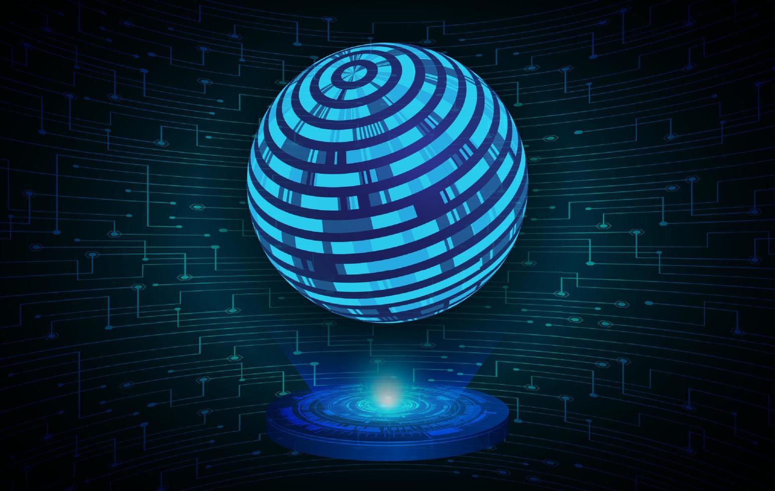 Modern Holographic Globe on Technology Background vector